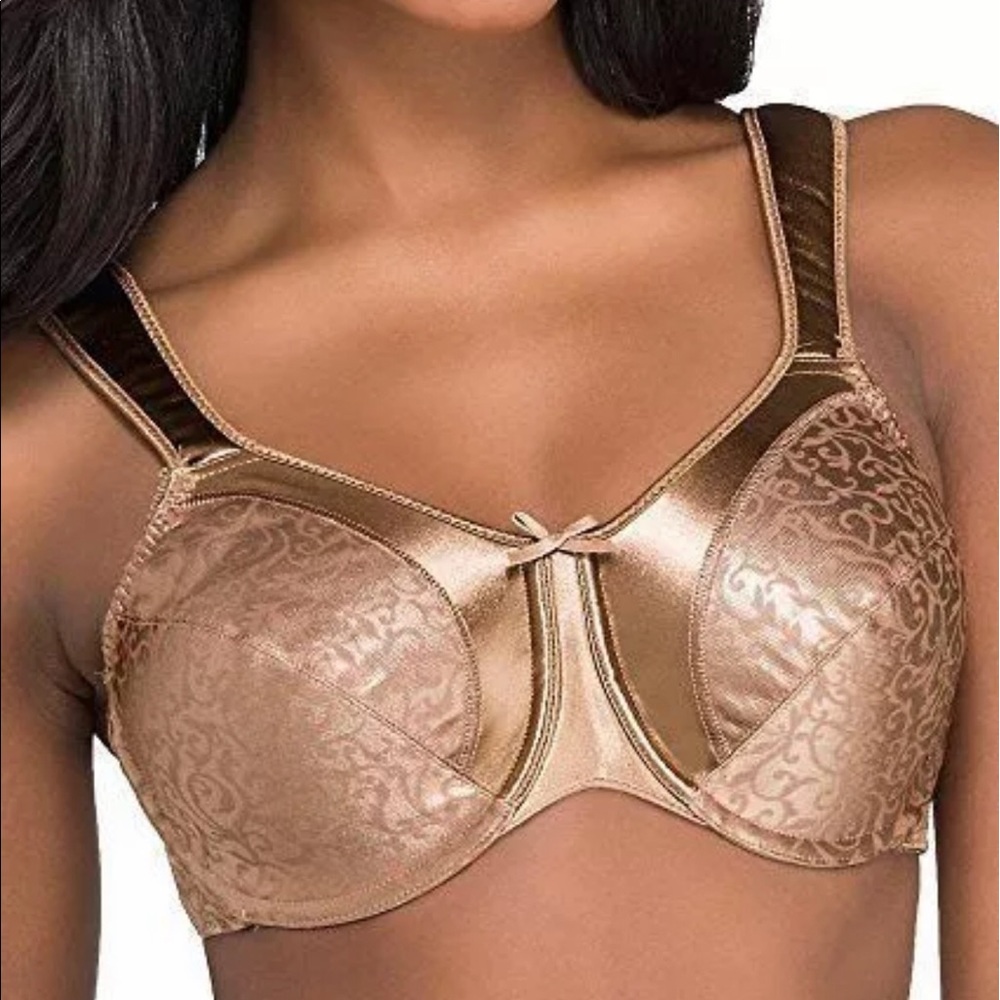 BALI Satin Tracings 3562 Underwire Minimizer Bra in Nude Sz 42C NWT